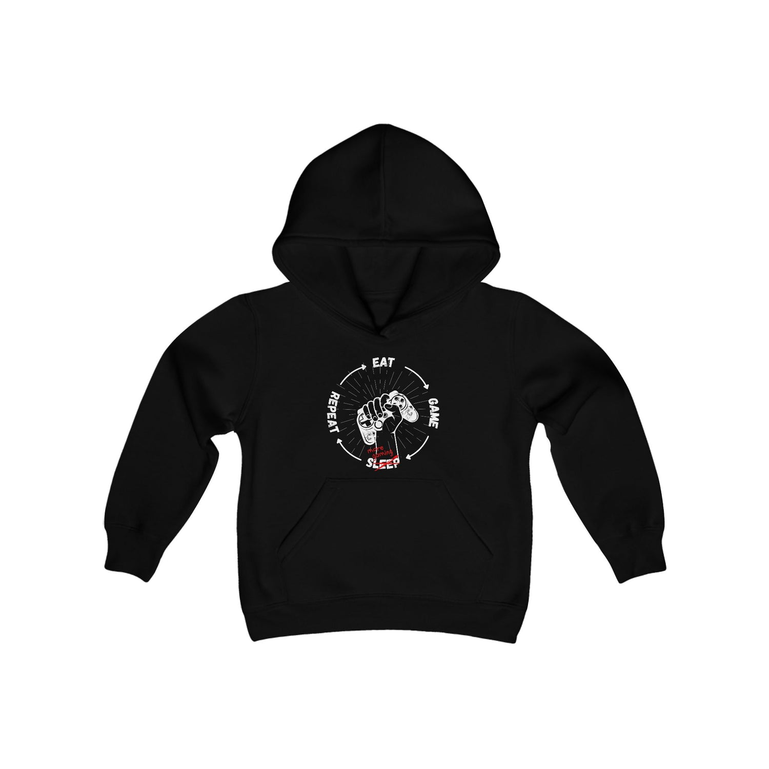 Youth Gamer Hoodie - Eat Sleep Game Repeat - Mythic Gaming Merch
